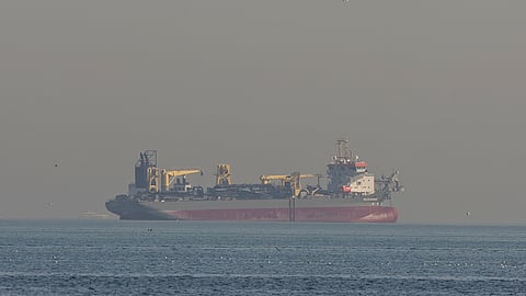 An oil tanker is pictured offshore in Dubai on March 1, 2026, amid rising tensions in the region.