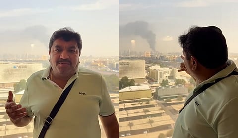 MLA Sanjay Shukla posted a 1.30-minute video from his hotel room showing smoke billowing in the distance.