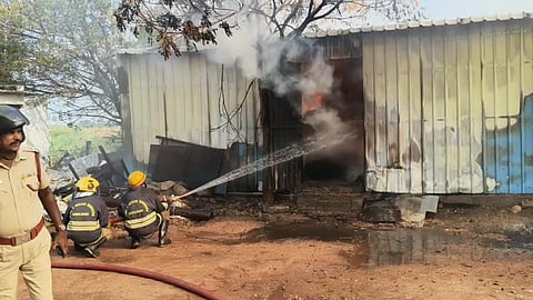 Kovilpatti fire and safety personnel doused the fire, after fighting for four hours. 