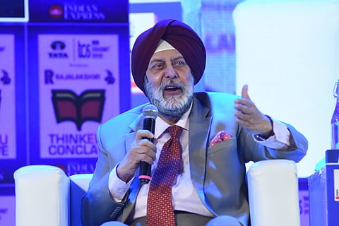 Former Indian Ambassador Manjeev Singh Puri speaking at the 14th edition of the ThinkEdu Conclave.
