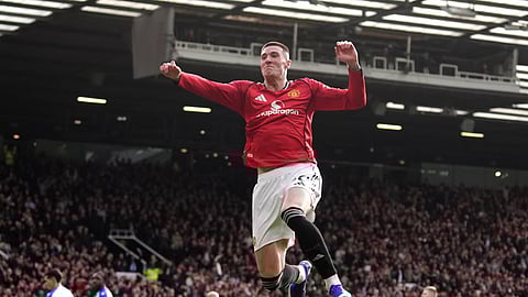 Manchester United's Benjamin Sesko celebrates scoring against Crystal Palace 