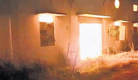 A major fire broke out late Saturday night at a tobacco godown on Singarayakonda Road in Tanguturu town, causing heavy losses.