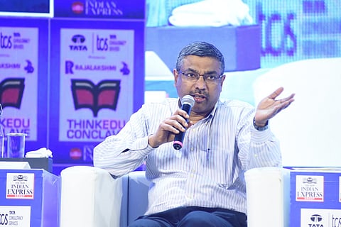 S Krishnan, secretary in the Ministry of Electronics and Information Technology, speaking at the 14th edition of ThinkEdu in Chennai.