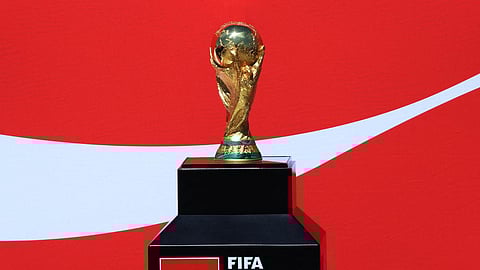 A view of the FIFA World Cup trophy. Iran’s World Cup participation is uncertain due to ongoing U.S.-Israeli attacks, says the football federation president 