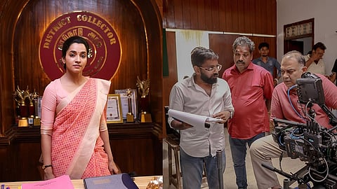 Abarnathi as Veni in Vengeance still; Rahul Ashok in the BTS still of the film