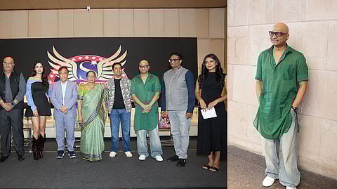 The cast and crew of Jai Hind Jai Sindh (L) and Indrajit Lankesh (R)