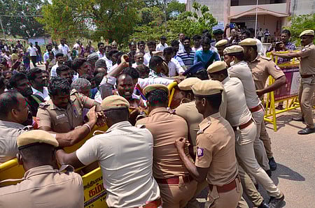 Tension prevailed in Nanguneri as police personnel were deployed in large numbers following the sickle attack incident. 