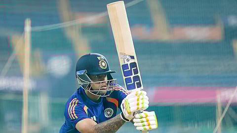 Captain Suryakumar Yadav during a practice session.