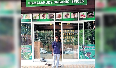 Jayakumar at his spices shop in Chattupara near Adimali.