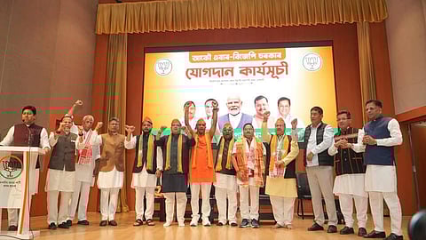 Three Congress MLAs Kamalakhya De Purakayastha, Sashikanta Das and Basanta Das on Thursday joined the ruling BJP in Assam.