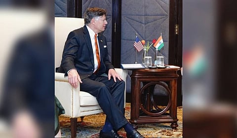 United States Deputy Secretary of State Christopher Landau speaking at the Raisina Dialogue.