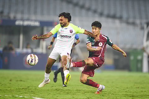 Action from the match on Friday