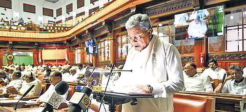 Chief Minister Siddaramaiah presents his 17th budget at Vidhana Soudha in Bengaluru on Friday