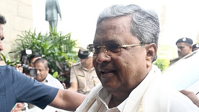 Chief Minister Siddaramaiah arrived to present the Budget at Vidhana Soudha in Bengaluru on Friday.