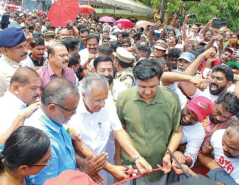 Chief Minister Pinarayi Vijayan inaugurating the Perumbalam Bridge at Arookutty in Alappuzha on Saturday.