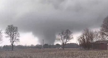 Authorities in Cass County said a number of trees had fallen onto roads and buildings, and more than 500 people were reported to be without power.