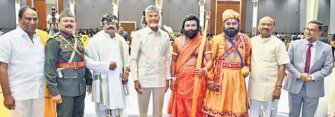 CM N Chandrababu Naidu with lawmakers at a cultural programme organised for them  in Vijayawada on Friday 