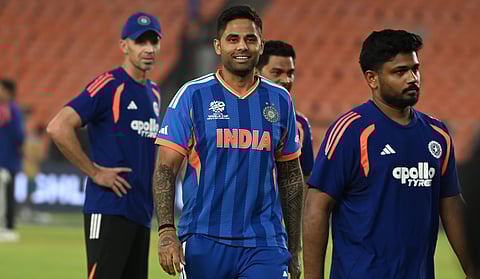 Indian team during a practice session on Saturday