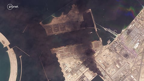This image provided by Planet Labs PBC shows the Jebel Ali Port in Dubai, United Arab Emirates, on March 1, 2026.