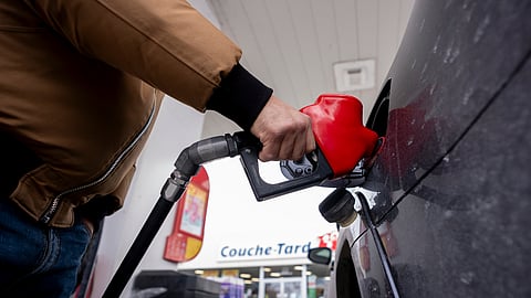 A person fills up their car at a gas station in Montreal on Thursday, March 5, 2026.