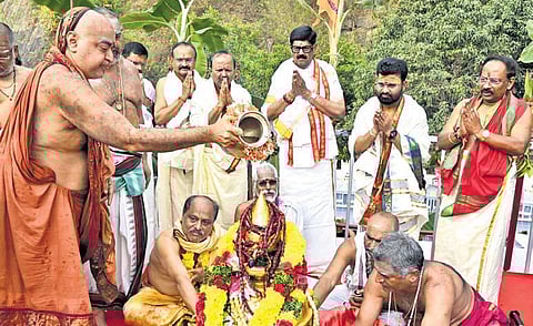 The yagam concluded with Poornahuti at around 9 am marking the completion of the sacred fire rituals conducted for universal welfare and world peace. 
