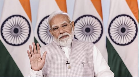 In this screengrab from a video posted on March 9, 2026, Prime Minister Narendra Modi addresses a post-budget webinar on 'Sabka Saath Sabka Vikas-Fulfilling Aspirations of People', virtually. 