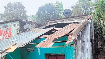 Roof of the ice cream manufacturing unit damaged in the explosion.