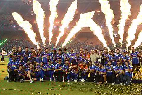 Indian team celebrate after winning the T20 World Cup