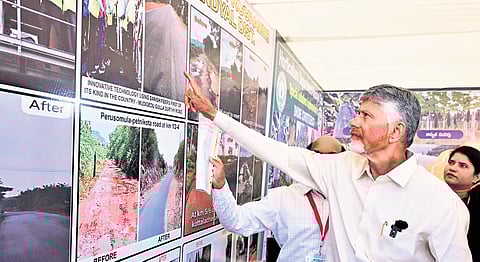 CM Nara Chandrababu Naidu views photo exhibition at Kothaburuju village of Nandyal district on Monday 