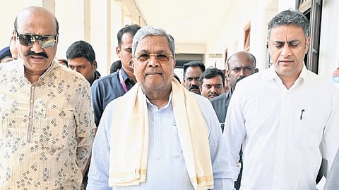 CM Siddaramaiah arrives to attend a legislature session in Vidhana Soudha.
