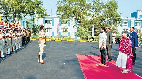 Chief Minister A Revanth Reddy attends the Telangana Police Officers Retreat 2026 in Hyderabad on Monday.