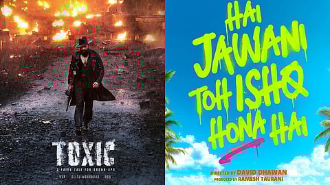 Yash in Toxic (left) and a poster of Hai Jawani Toh Ishq Hona Hai