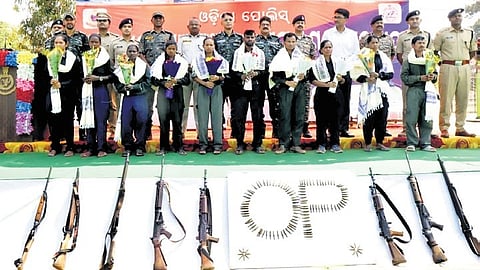 The Maoists including seven women cadres formally surrendered before ADG anti-Naxal operations Sanjeeb Panda and other top officials of Odisha Police and the CRPF