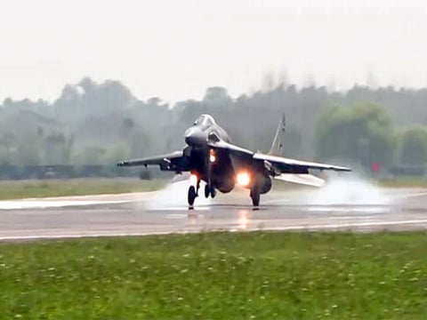 IAF chief AP Singh undertakes MiG-29UPG sortie, reviews operational readiness of Western Air Command.