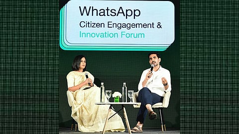 Minister for IT Nara Lokesh during the WhatsApp Citizen Engagement and Innovation Forum meeting in New Delhi on Wednesday. 