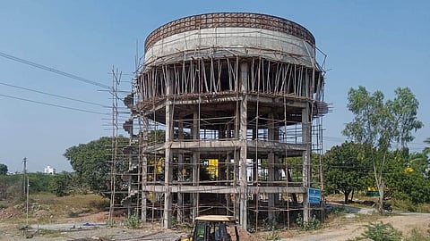 Large water tank constructed in Sholavandan Road in Thirumangalam taluk in Madurai district for Thirumangalam water scheme.