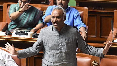 IT and BT Minister Priyank Kharge addressing during Budget Session at Vidhana Soudha in Bengaluru on Wednesday.