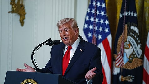 US President Donald Trump speaks at an event in the East Room at the White House, Thursday, March 12, 2026, in Washington.
