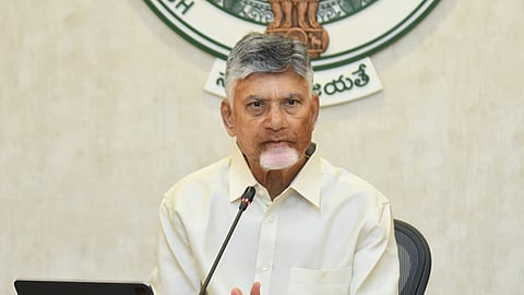 CM Nara Chandrababu Naidu during meeting with his cabinet ministers at Secretariat in Velagapudi on Friday.