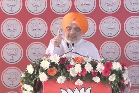 Union Home Minister Amit Shah addressing a “Badlav” rally in Killi Chahlan village in Moga district.