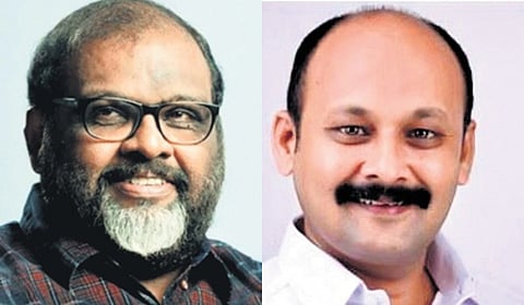 CMP general secretary CP John (L) and Ernakulam District Congress Committee chief Mohammed Shiyas.