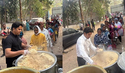 The menu remains simple — usually rice, bagara rice and dal — ensuring freshly cooked, nutritious food for those who need it most.