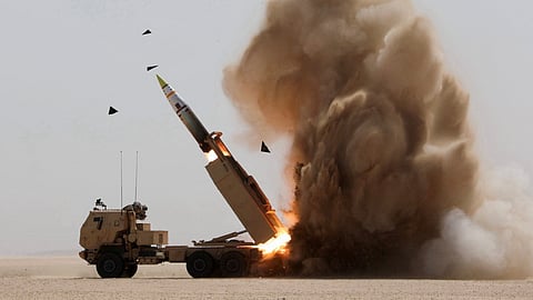 A High Mobility Artillery Rocket System (HIMARS) deployed during the US Army's operation Epic Fury against Iran.