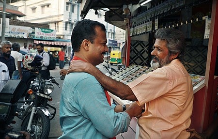 LDF candidate V K Prasanth (L) expressed confidence of securing a third consecutive win from Vattiyoorkavu. 