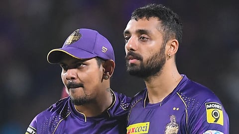 Sunil Narine (L) and Varun Chakravarthy