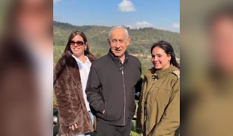 Screengrab from video of Netanyahu interacting with civilians amid rumours of his death 