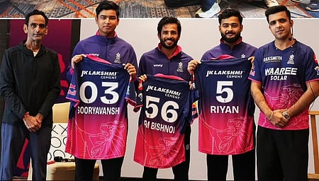 Rajasthan Royals players unveil the new jersey for IPL 2026 (Image Credit: Rajasthan Royals/ Instagram)