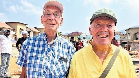Bernard and James from Scotland at the Elstone Estate township in Wayanad