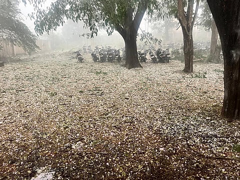 Social media exploded with videos of pebble-sized hails bouncing off cars and roads in Yelahanka New Town.