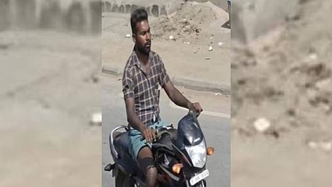 The CCTV footage capturing the suspect riding a stolen bike in the outskirts of Vedanatham village on March 10.